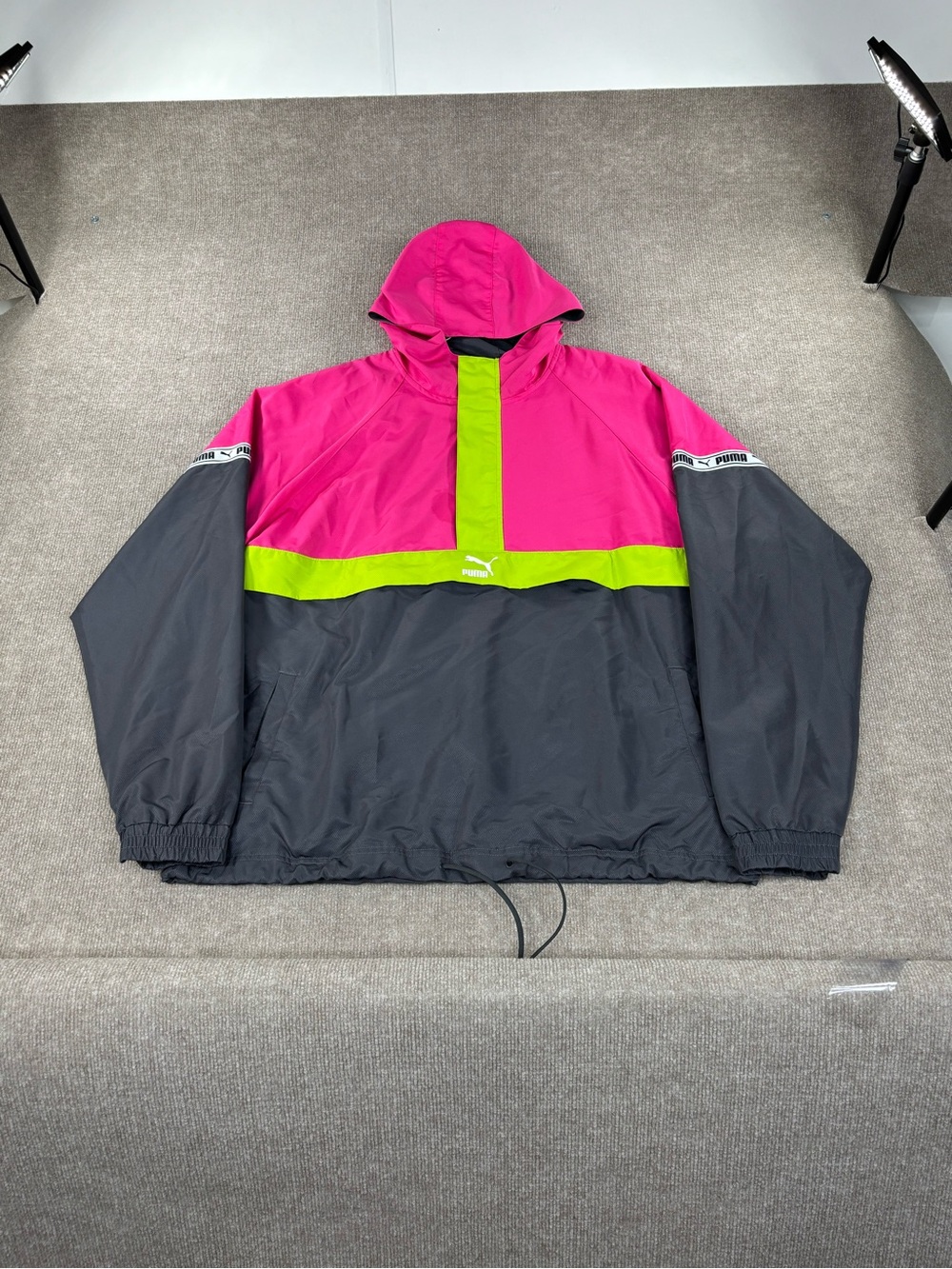 Puma XTG Woven Savannah Men's XL Half-Zip Hooded Windbreaker Jacket Pullover